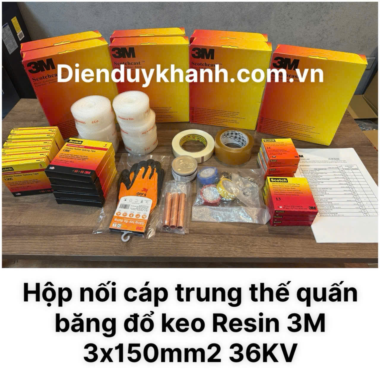 Hộp Nối Cáp Trung Thế Quấn Băng Đổ Resin 36KV 3Cx150_ VN-6B 94-A 150-Cu/3